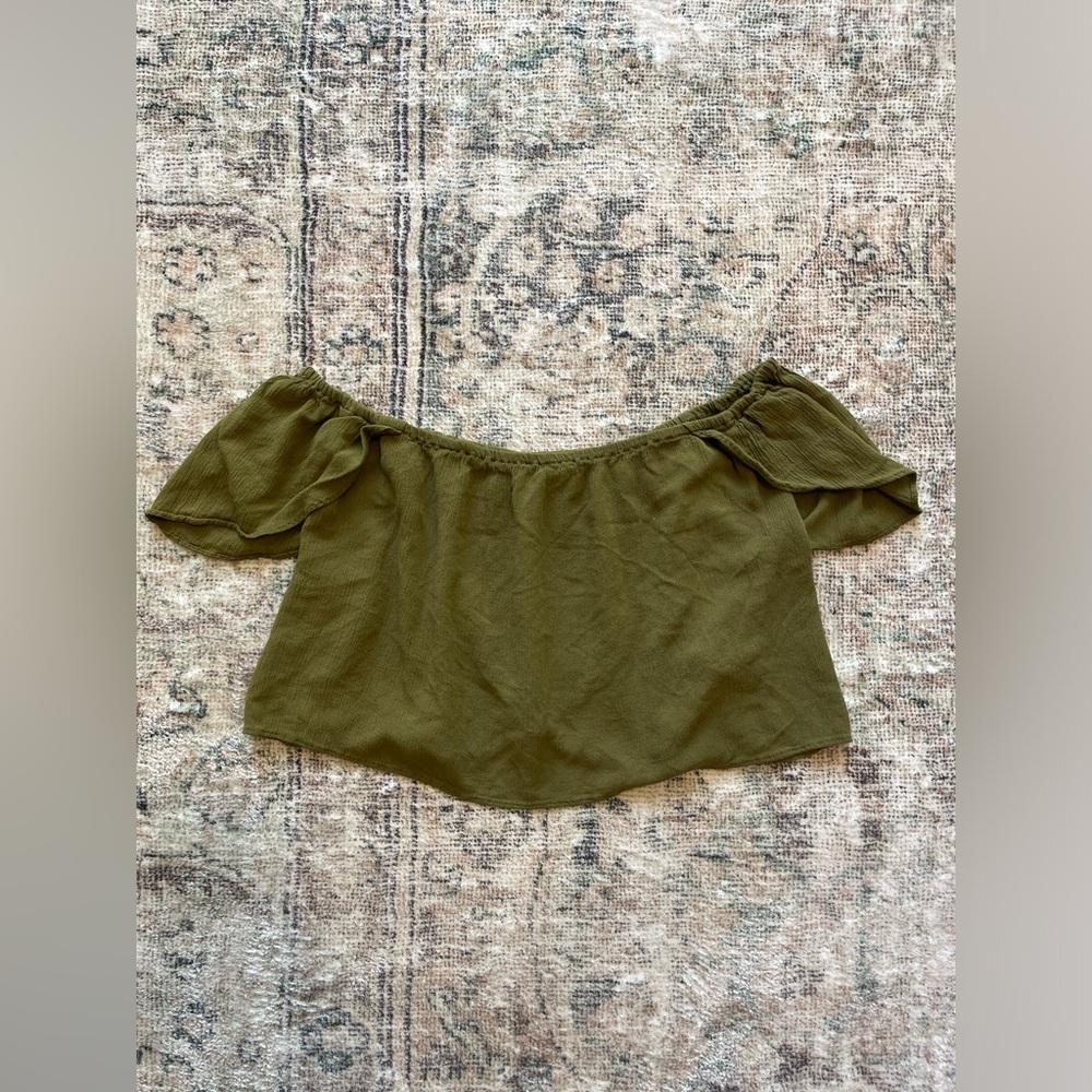 Topshop Olive Green Crop Top Size 8